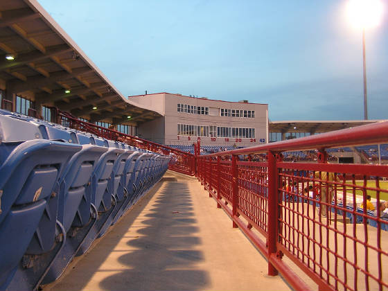 A view of the seating on the third base side